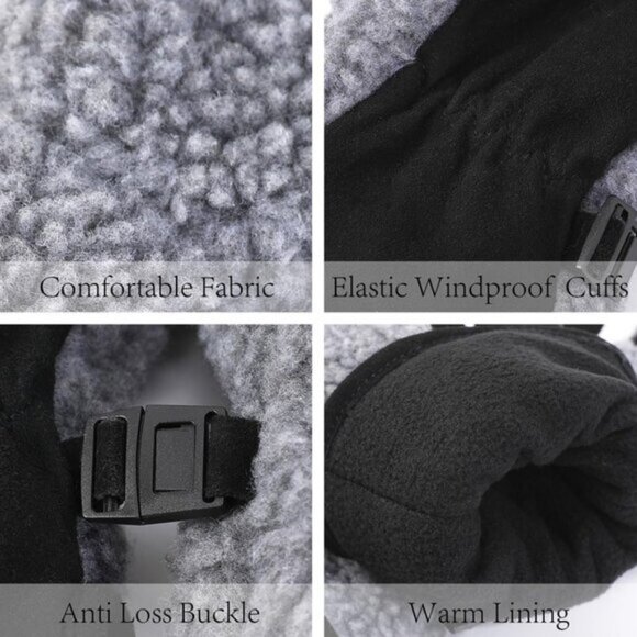 ⚡Women's Grey Genuine Suede Outdoor Mitt Thermal Lined Finger Liners Mitten - Picture 6 of 7